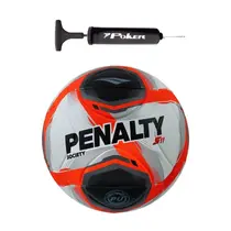Kit Bola Futebol Society Penalty S11 R2 25 + Bomba de Ar Preta