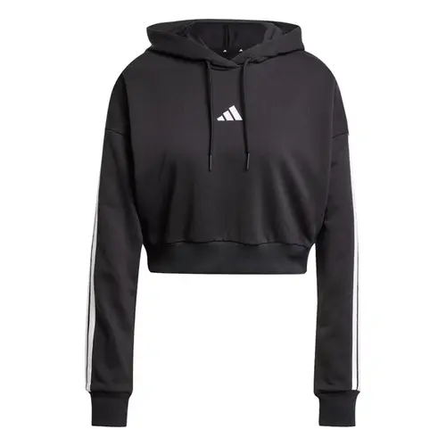 Moletom Adidas Cropped 3 Listras Com Capuz Feminino