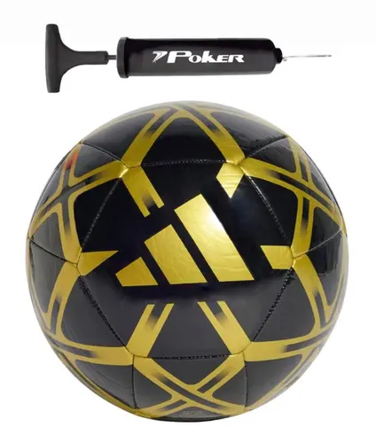 Kit Bola Adidas Futebol de Campo Starlancer Club + Bomba de Ar Preta