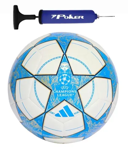 Kit Bola Adidas Futebol de Campo UCL Champion League Training + Bomba de Ar Azul