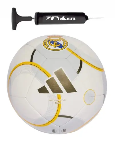 Kit Bola Adidas Futebol de Campo Real Madrid Club + Bomba de Ar Preta