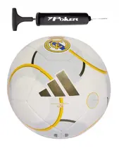 Kit Bola Adidas Futebol de Campo Real Madrid Club + Bomba de Ar Preta