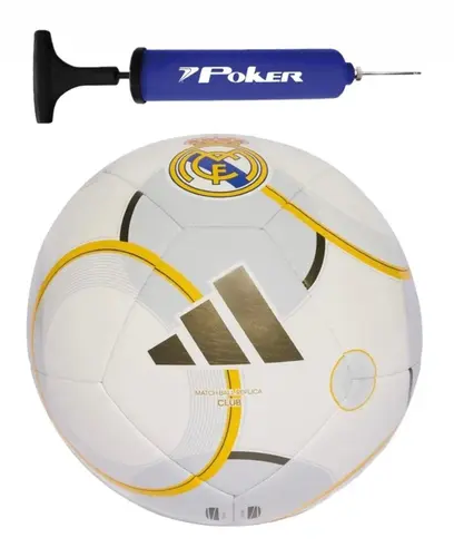 Kit Bola Adidas Futebol de Campo Real Madrid Club + Bomba de Ar Azul