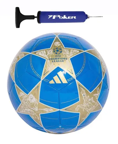 Kit Bola Adidas Futebol de Campo UCL Champions League Club + Bomba de Ar Azul