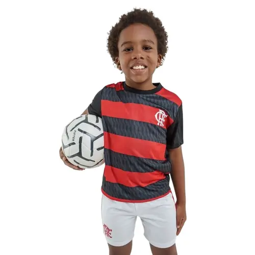 Kit Flamengo Camiseta + Bermuda Braziline Mini Craque Infantil
